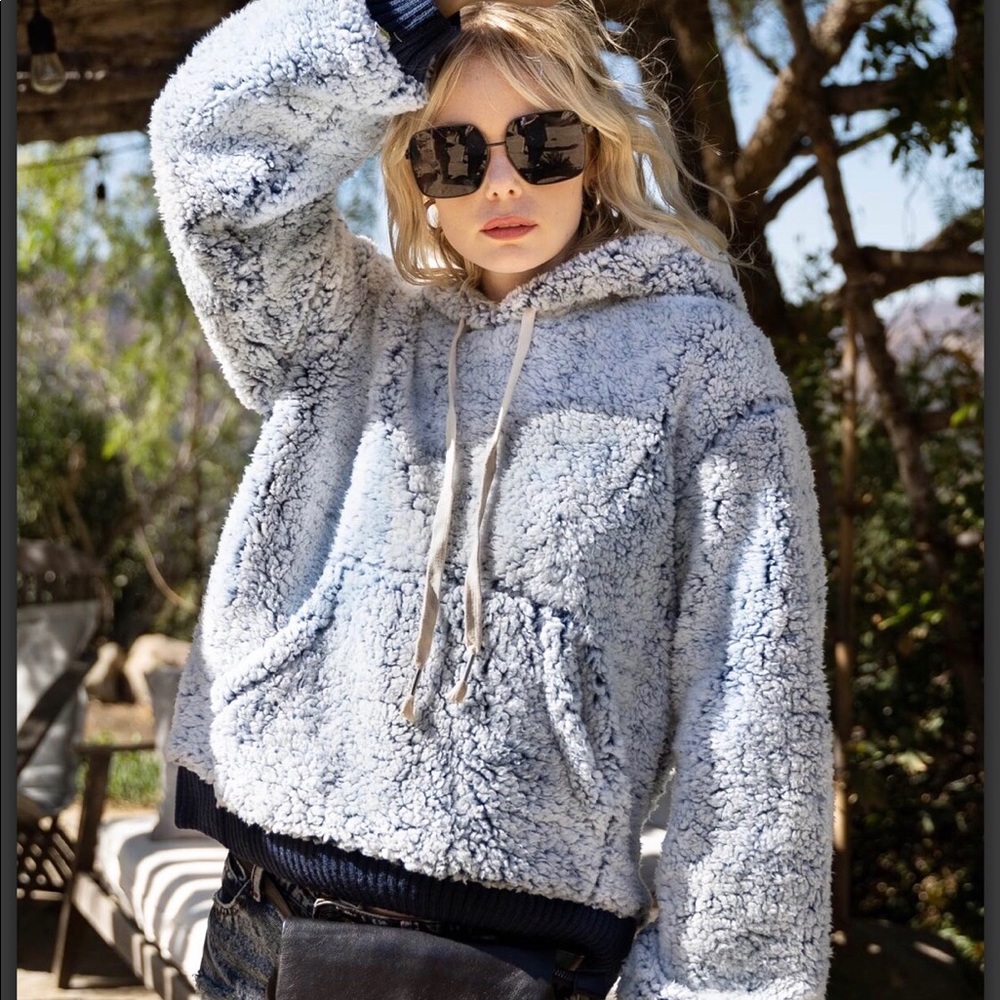 POL Gorgeous Denim Sherpa Hoodie - Picture 2 of 7